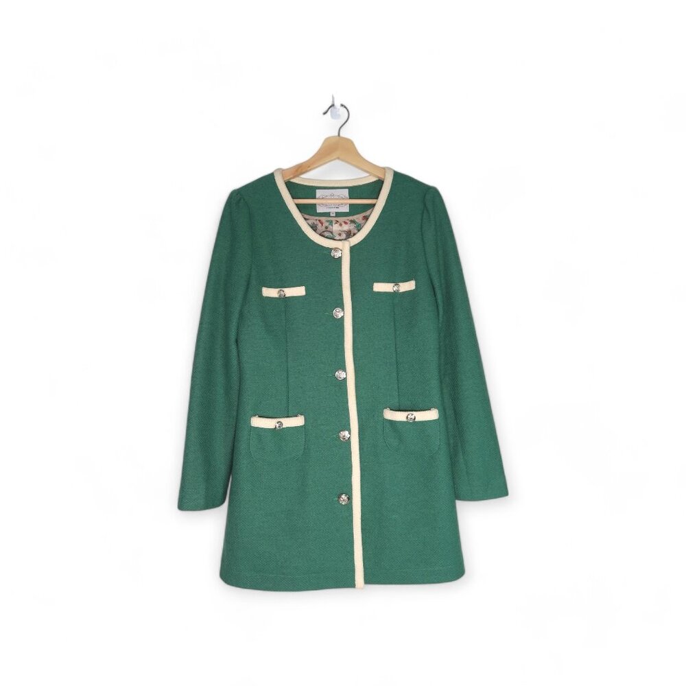Pink Martini Wool-Blend Duster Coat – Retro Charm